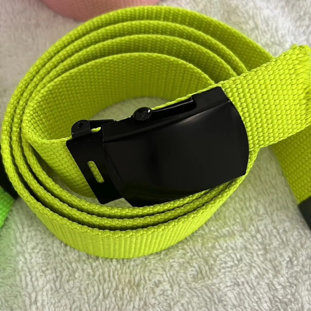 Canvas Web Belts Fully Adjustable Cut to Fit Golf Belt Flip Top Black Buckle - Picture 4 of 9